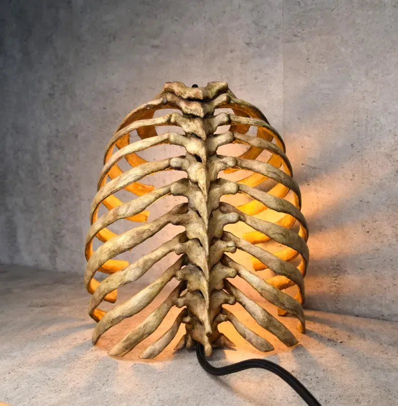 💀 Anatomical Rib Cage Lamp | Gothic Skull Spine Table Light