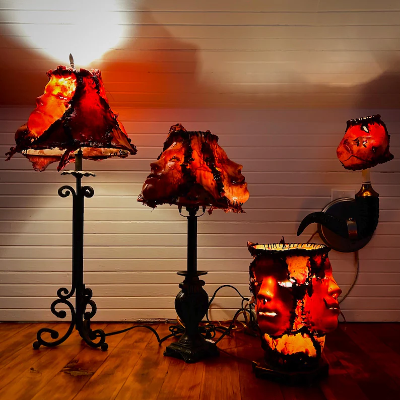 Gothic Human Skin Face Lamp | Macabre Home Decor 🧛‍♀️