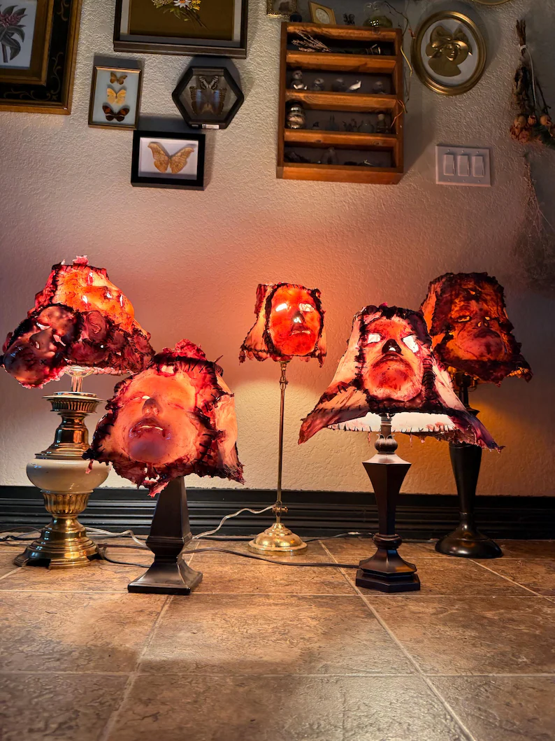 Gothic Human Skin Face Lamp | Macabre Home Decor 🧛‍♀️