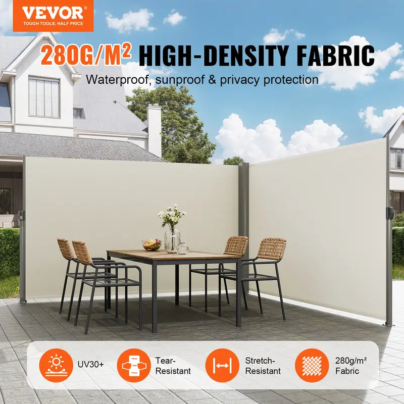 🛡️ Retractable Side Awning – Waterproof & UV30+ Outdoor Privacy Screen for Patio, Balcony or Backyard