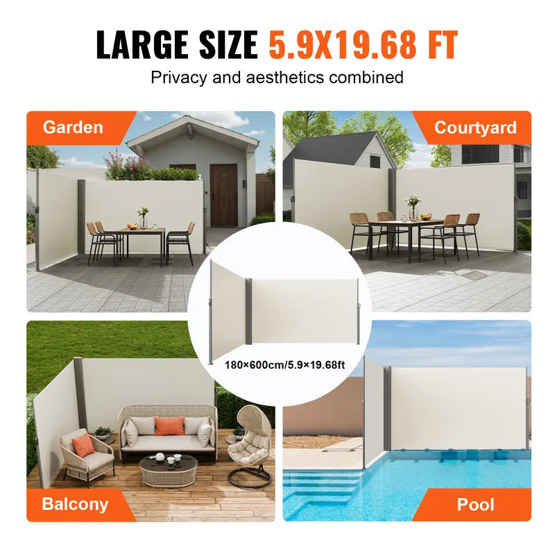 🛡️ Retractable Side Awning – Waterproof & UV30+ Outdoor Privacy Screen for Patio, Balcony or Backyard