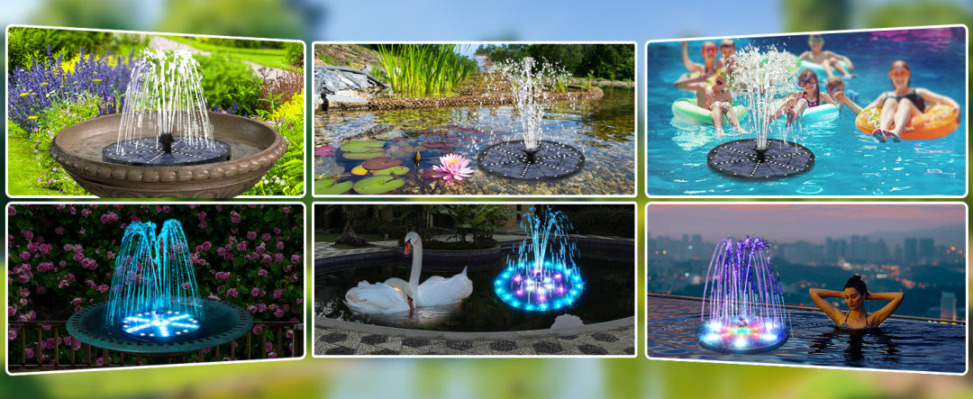 Solar Bird Bath Fountain ✨ Solar-Powered with LED Lights & 7 Nozzles