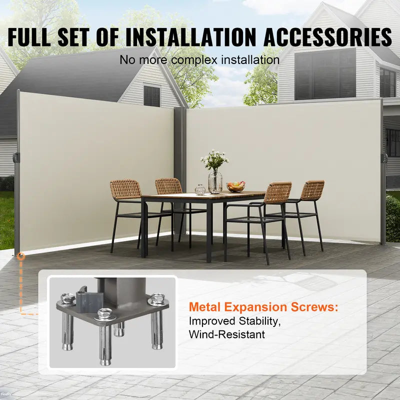🛡️ Retractable Side Awning – Waterproof & UV30+ Outdoor Privacy Screen for Patio, Balcony or Backyard