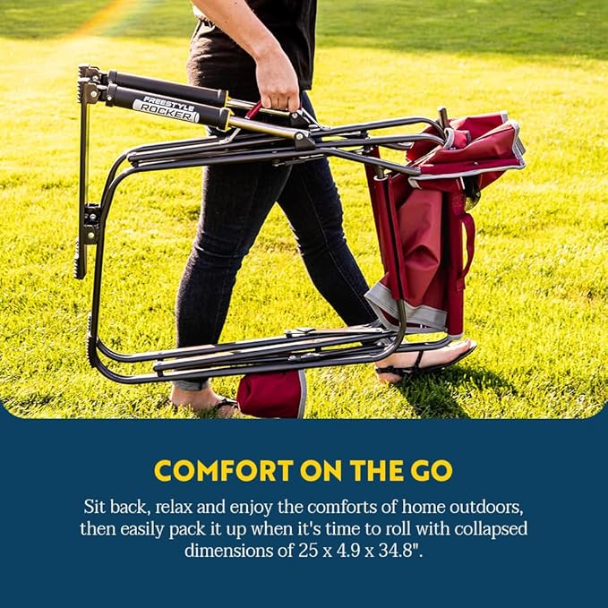🏈🌅 Lightweight Folding Rocking Chair – Perfect for Camping, Tailgates & Backyards