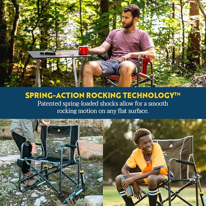 🏈🌅 Lightweight Folding Rocking Chair – Perfect for Camping, Tailgates & Backyards