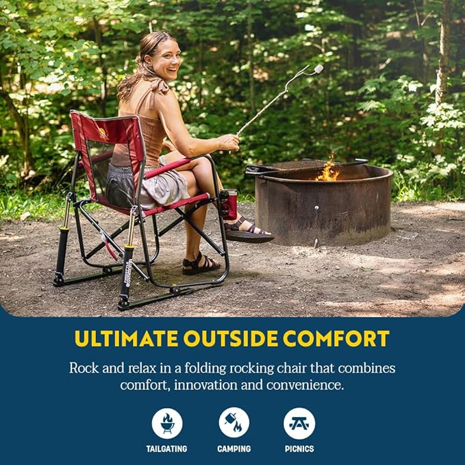 🏈🌅 Lightweight Folding Rocking Chair – Perfect for Camping, Tailgates & Backyards
