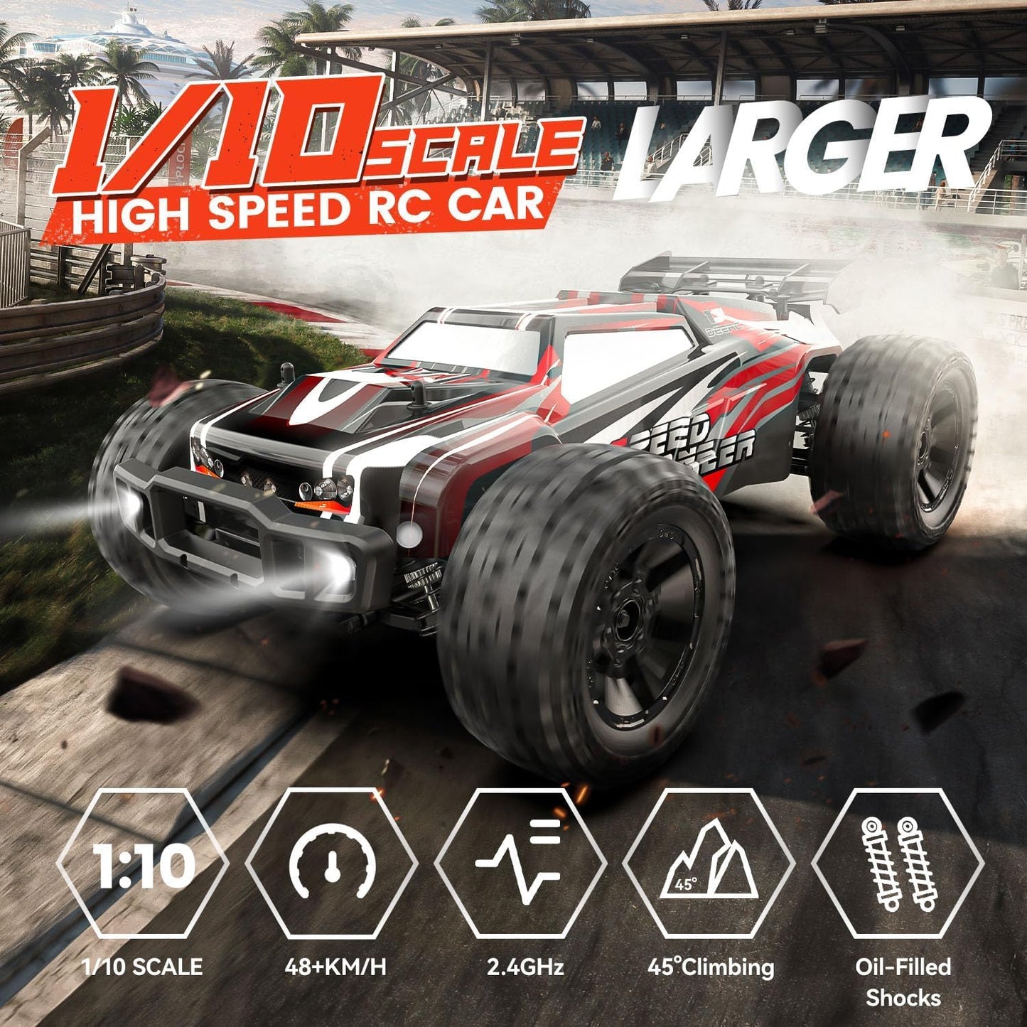 ⚡ 1:10 Scale 4WD High-Speed RC Truck – Off‑Road Beast + DIY Shell 🚀
